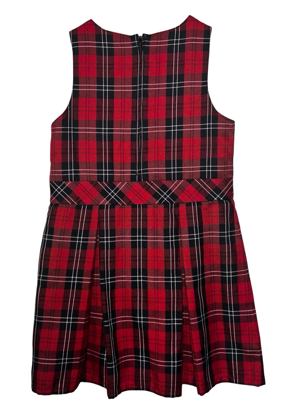 Land’ End Kids black and red plaid uniform jumper dress. Girls size 7 years - Picture 4 of 5